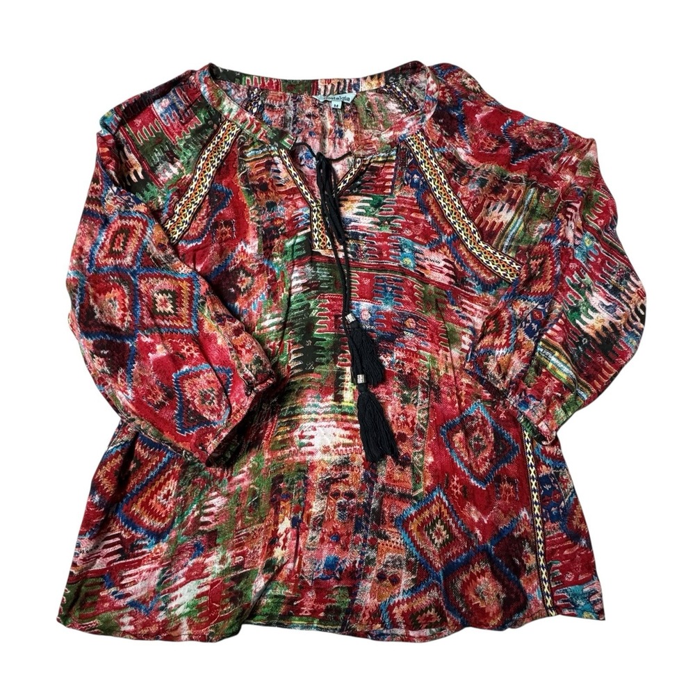 Nostalgia Top women's medium floral embroidered colorful casual tunic